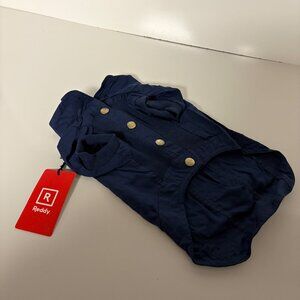 Reddy Dog Shirt Size Small 13-15in Navy Snap-Up D-Ring Portal Pet Apparel NEW